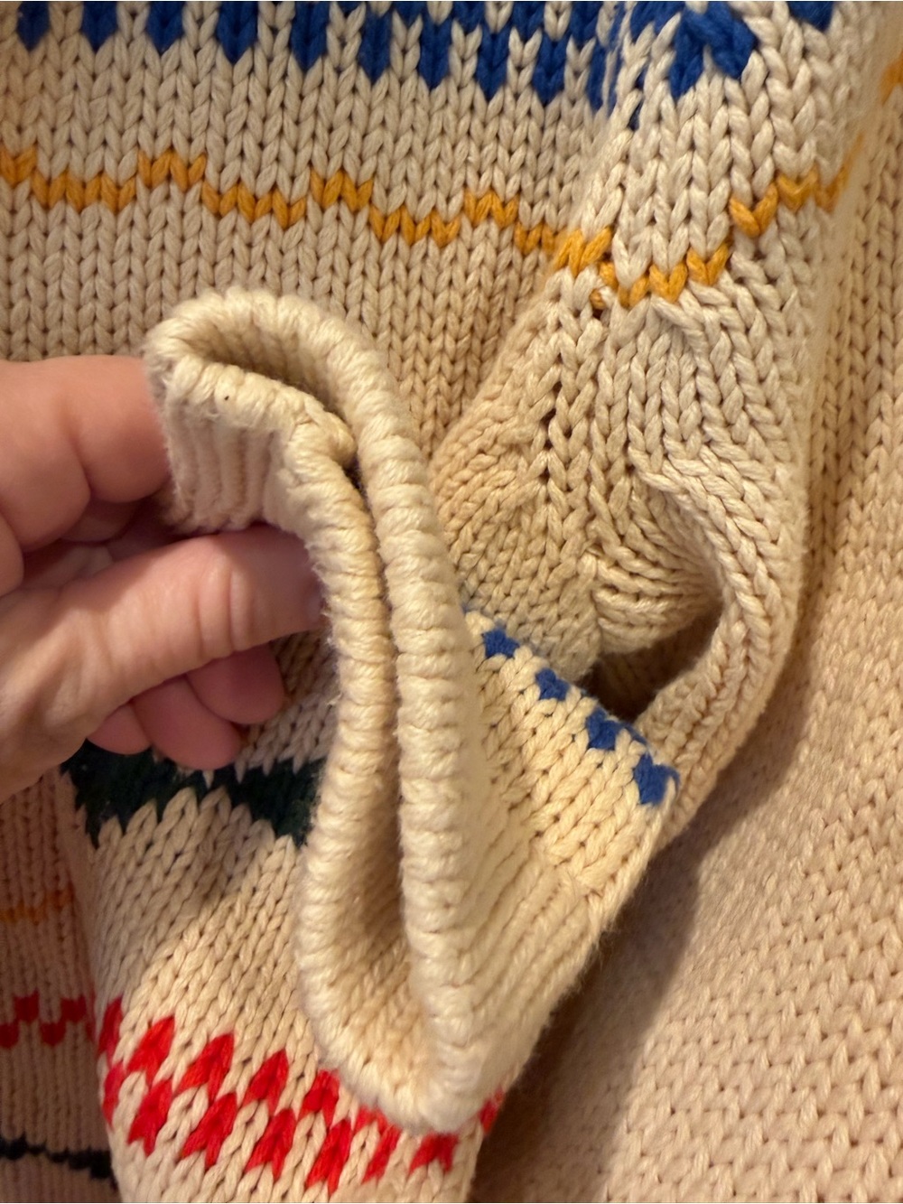 THE GREAT. Cream Shawl-Collar Cardigan with Nautical Sailboat Motif - Picture 5 of 6